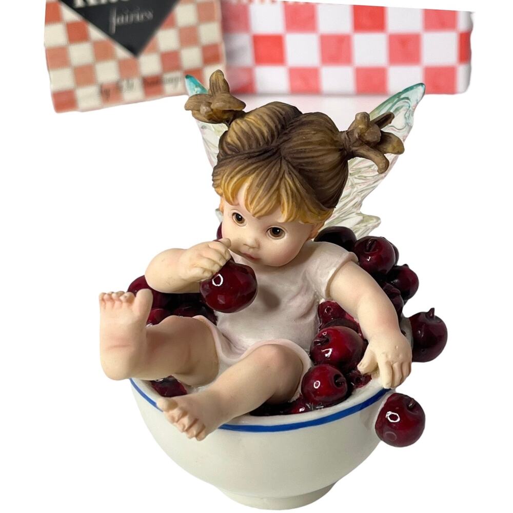 My Little Kitchen Fairies Cherry Fairie Bowl OF Cherries Fairy Girl Figurine Box